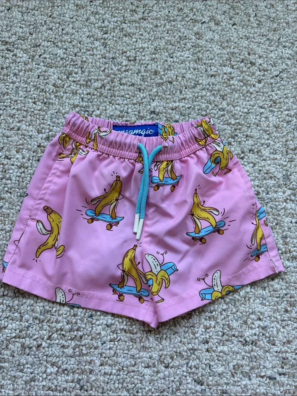 Maamgic Kids Pink Banana Skate Shorts with Contrast Drawstring